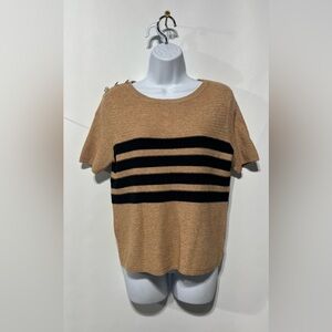 Chloe + Jasmine‎ Tan and Black Striped Women's Sweater Size Small New with tags
